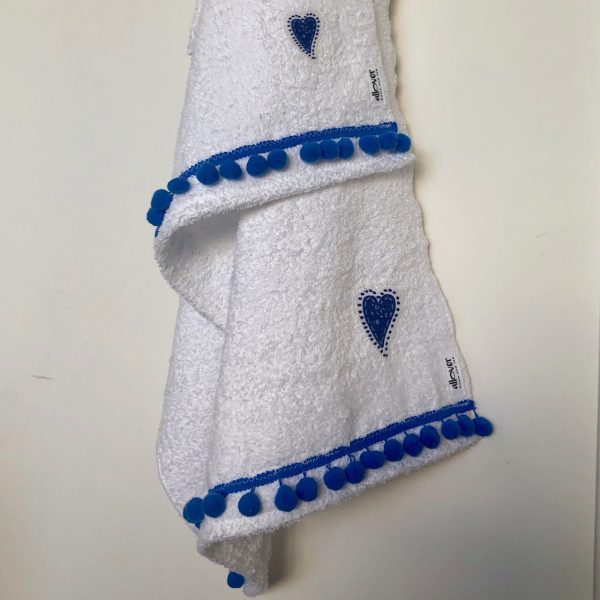 set due asciugamani cuore blu