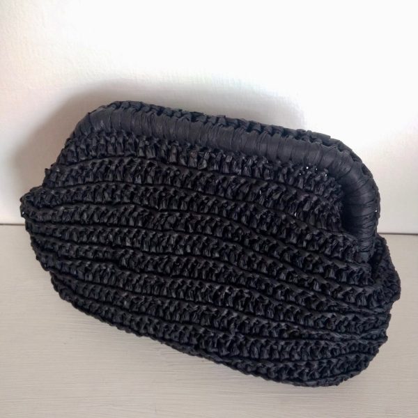 Borsa TRICOT rafia nera
