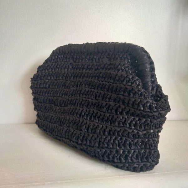 Borsa TRICOT rafia nera - immagine 3