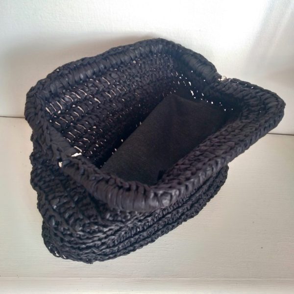 Borsa TRICOT rafia nera - immagine 2